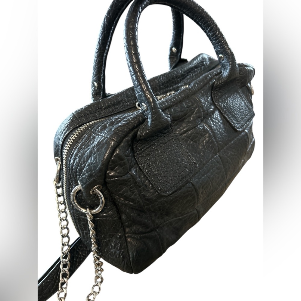Badgley Mischka pebbled vegan leather satchel black